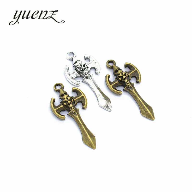 YuenZ 10 pcs Charms skull Sword 30*14mm Antique Silver Plated Pendants Making DIY Handmade Tibetan Jewelry M21 | Украшения и