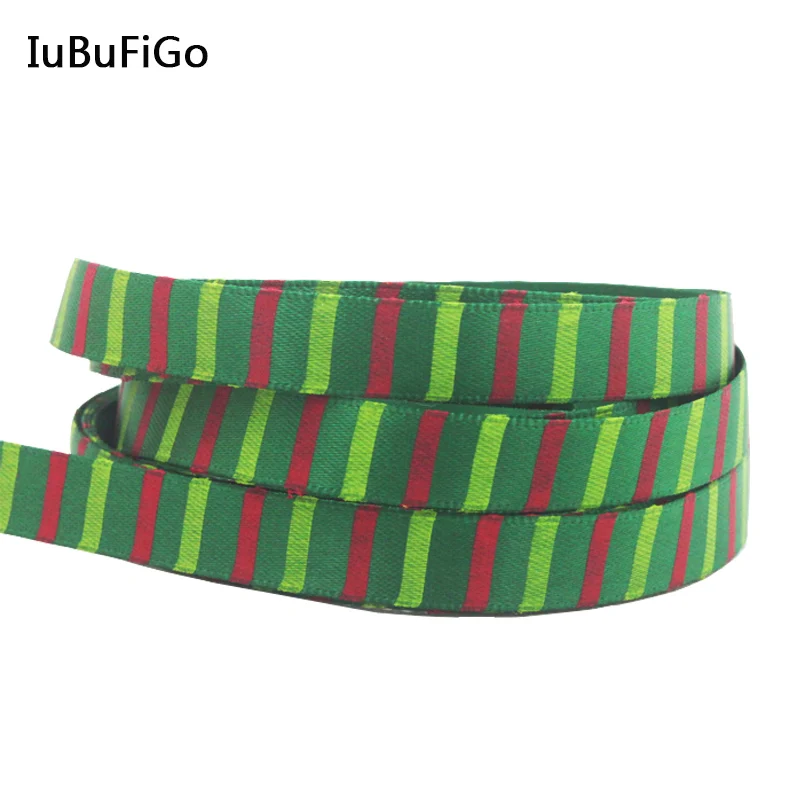 

[IuBuFiGo] 3/8 "(9 мм) зеленая Рождественская лента Grosgrain для украшения 10y