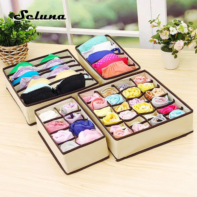 4 шт. набор нетканых складных ящиков для хранения ячеек тканевое нижнее белье