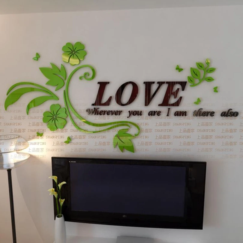 Горячая Распродажа акриловые настенные наклейки Love для комнаты украшения дома 3d