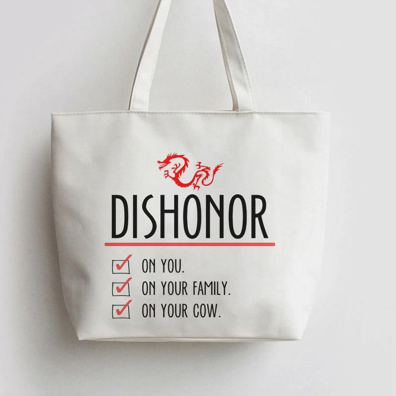 Mulan Dishonor на вашей корове Аниме Холст Tote сумки Сумка для покупок с персонажем из