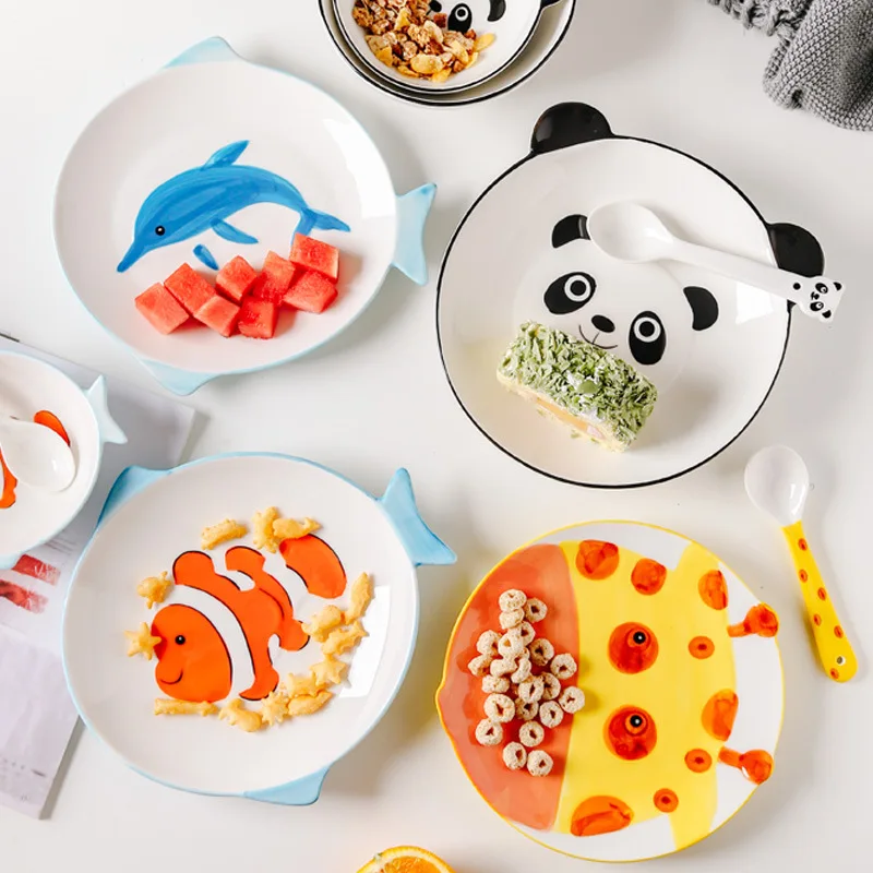 Милые картонные блюда 4 дизайна панда Дельфин Клоун Рыба Жираф фарфоровые