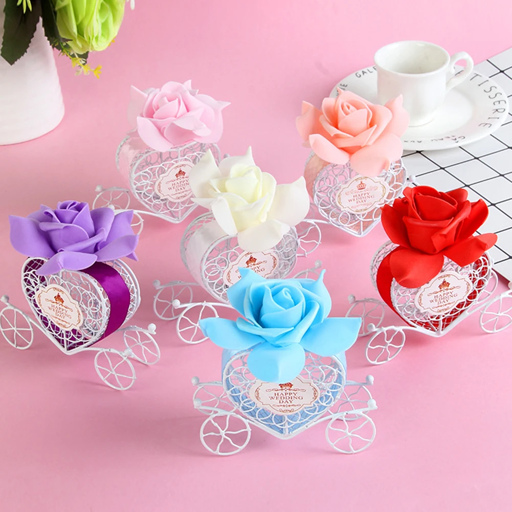 Сердце коробка для сладостей в виде кареты 2 шт. Синий Железный полый сладкий