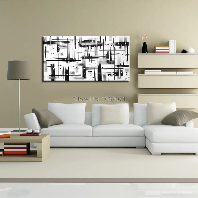 Абстрактная белая и черная масляная живопись высокие навыки ручная роспись для