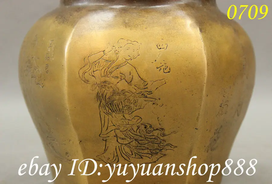 7&quot Marked China Palace Bronze 4 Great Beauties Belle Statue General Tank Jar Pot Garden Decoration Brass 25% off - купить по