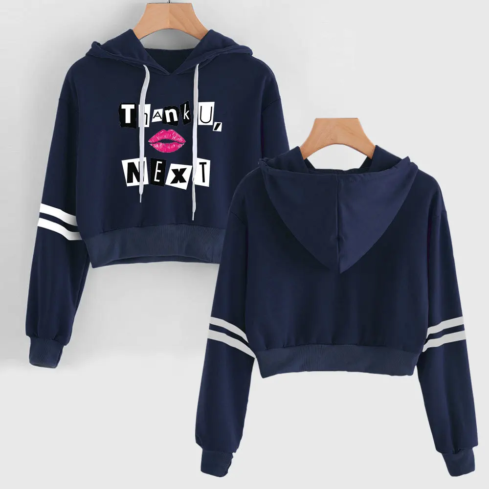 2019 Новинка Karajuku полосатая укороченная Толстовка Ariana Grande толстовки с капюшоном