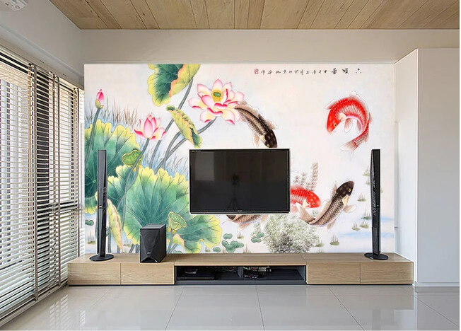 3D обои на заказ настенная Нетканая 3d комната бумага Китайский Лотос украшение