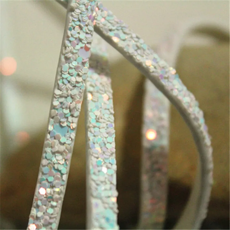 Кожаный шнур с блестками 5 мм x 2 1 шт. (100 см) |