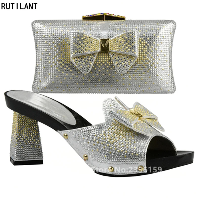 Модный вечерний комплект из туфель и сумочки со стразами в африканском стиле