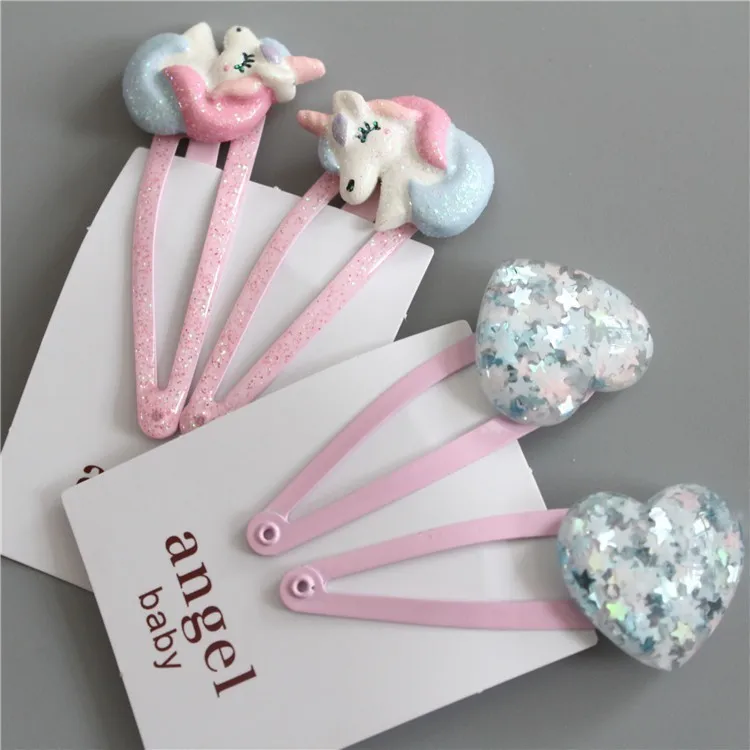 

2PCS New Lovely Cartoon Heart-shaped BB Clips Girls Hair Accessories Kids Hairpins Children Headwear Baby Hair Clips Headdress