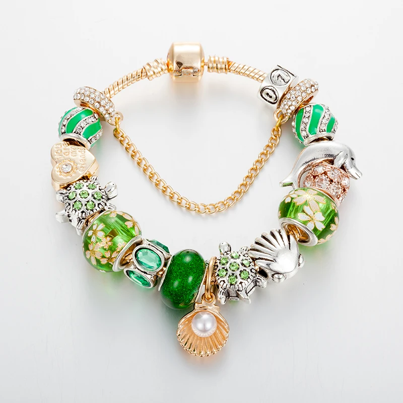 Viovia оригинальный Дизайн животного черепаха дельфин браслет и Зеленый Муранского