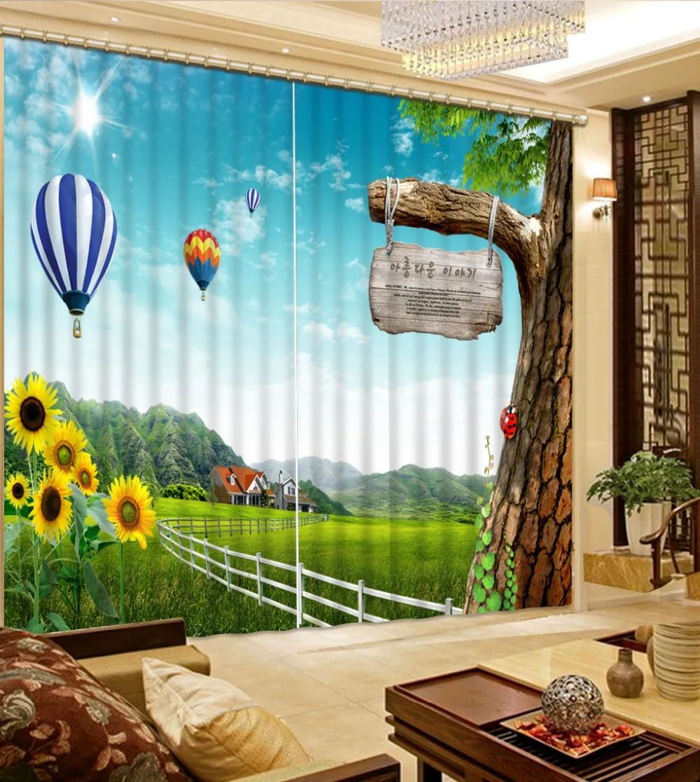 

Home Goods Curtains Custom Any size 3D Blackout Curtains Living Room Bedroom Hotel Window Balloon meadow 3d Photo Curtains