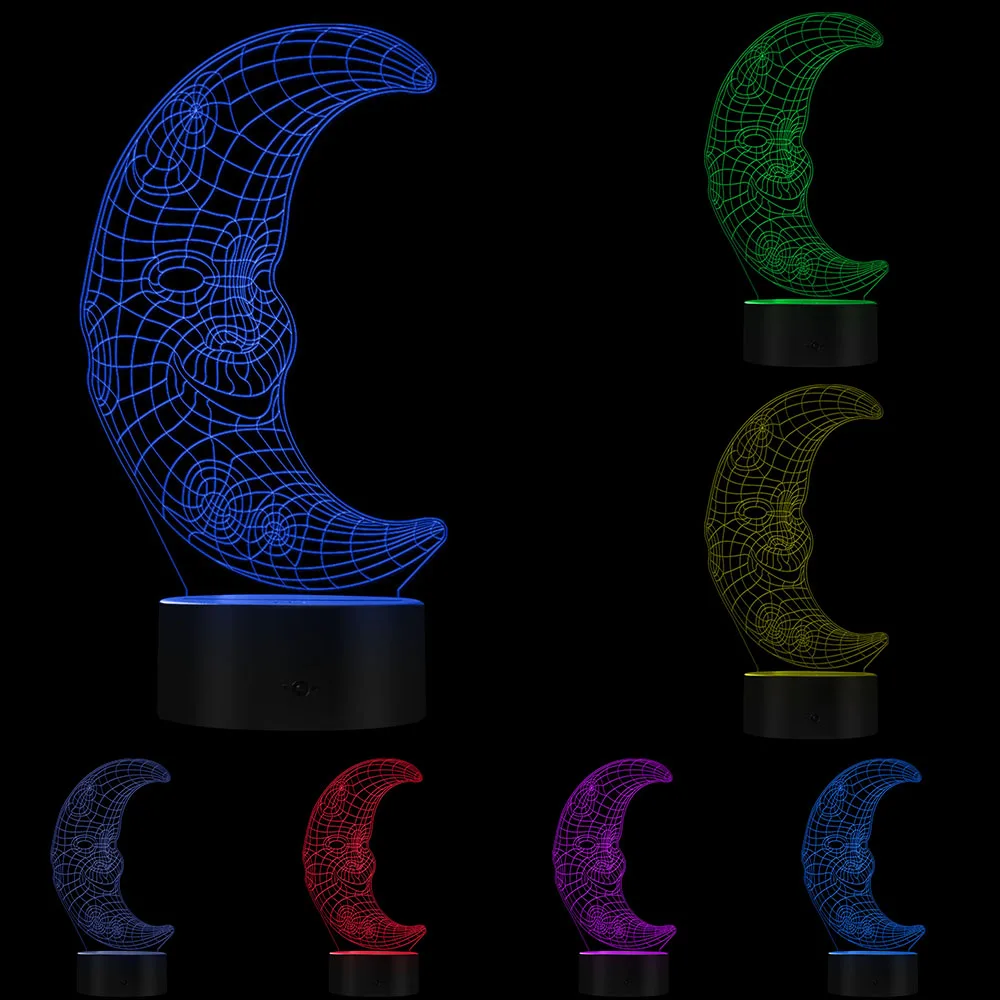 Plastic Base Современный Mr. Moon 3D светодиодный светильник для домашнего декора, атмосферный светодиодный светильник для изменения цвета, цветной градиент, 3D Оптическая иллюзия, настольная визуальная лампа - Цвет: Plastic Base