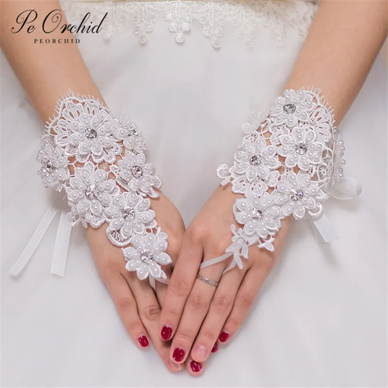 PEORCHID 2019 Accessoir Mariage кружева без пальцев Свадебный свадебная перчатка наручные