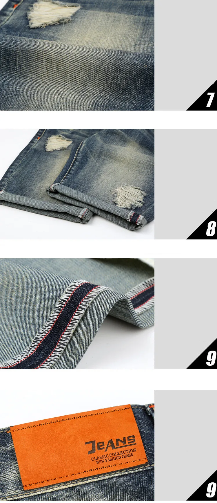 Summer New Men Leather stitching Ripped Straight Jeans Short Fashion Casual Holes Bermuda Retro Cargo Denim jogger shorts 38 40