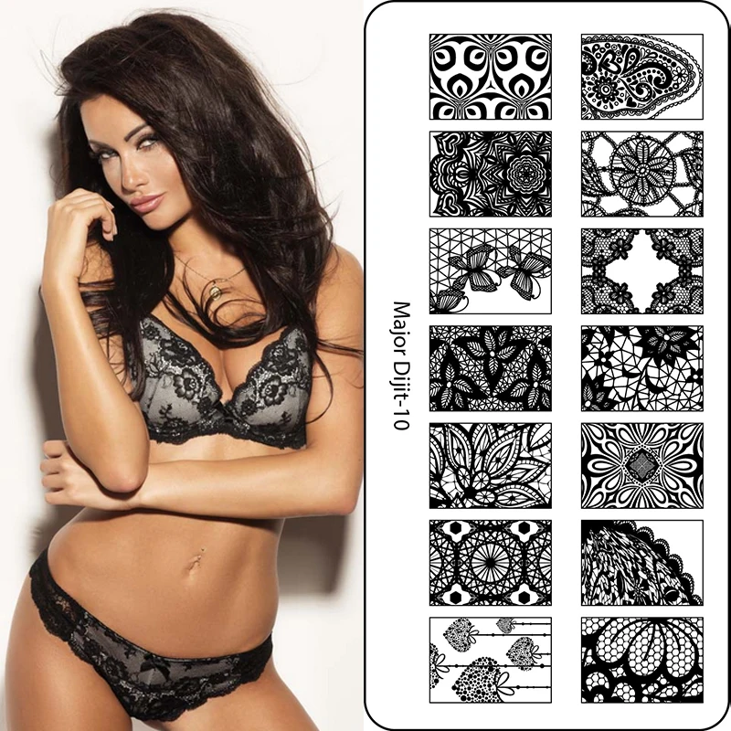 Moglad высокое качество дизайн ногтей шаблон Кружева Основные цифры штамп