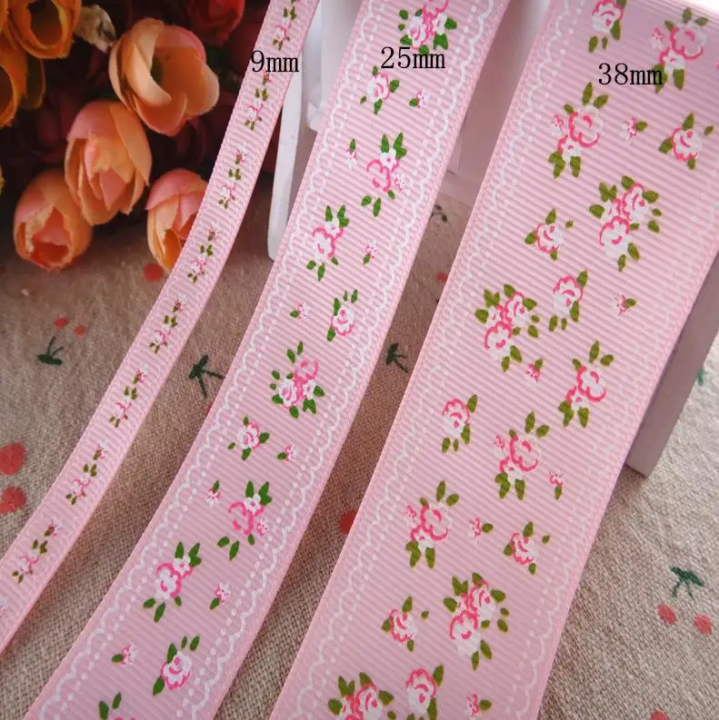 2 9 мм/25 мм/38 мм 5 ярдов корсажные ленты весенние цветы напечатаны DIY полиэстер заколки ручной работы материалы YM18020906 - Цвет: 2