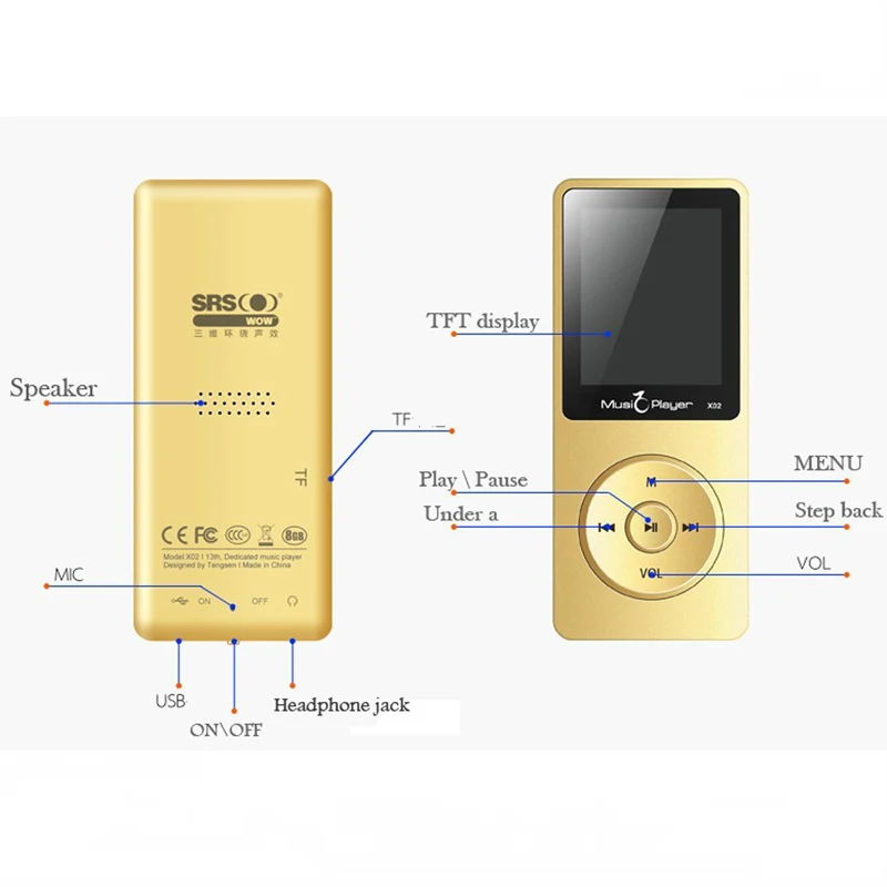 Новейший mp3 плеер с динамиком 16 ГБ 1 8 дюймовый экран 80 часов воспроизведения FM