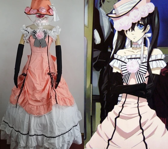 Костюм черного Батлера для косплея женщин и девушек шляпа перчатки |