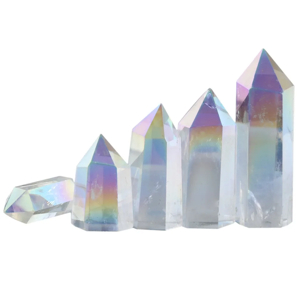 TUMBEELLUWA Ангел Аура кварц с титановым покрытием кристалл исцеляющая точка