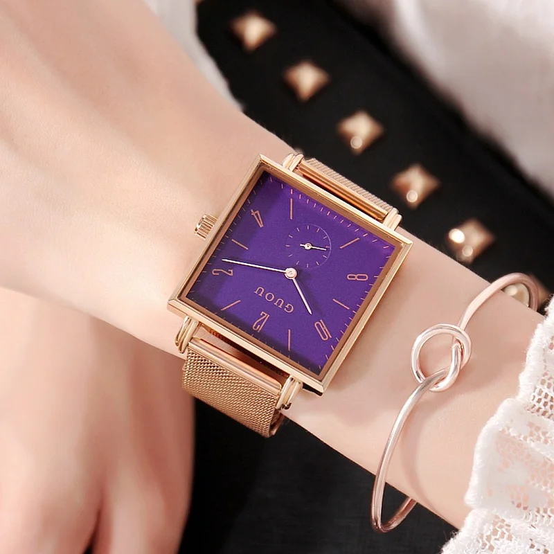 Модные 36 мм квадратные женские наручные часы с маленьким циферблатом простые