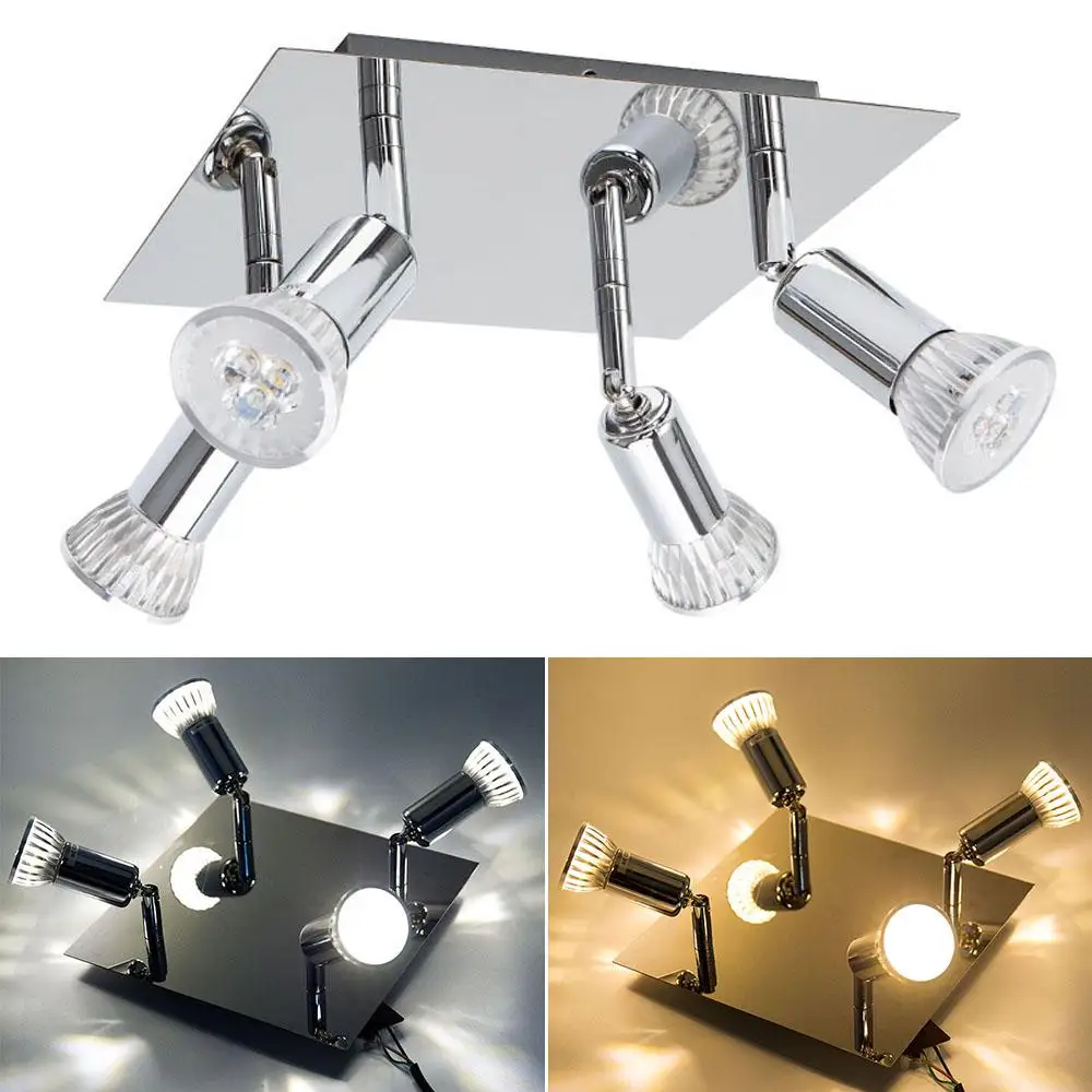 Точечный светильник квадратный 4 полосный потолочный ночник алюминиевая отделка