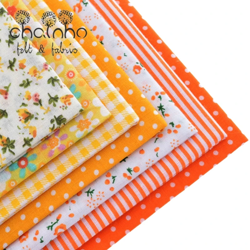

Thin Cotton Fabric Patchwork For Sewing Scrapbook Cloth Fat Quarters Tissue For Quilt Needlework Pattern 50*50cm Yellow 7pcs