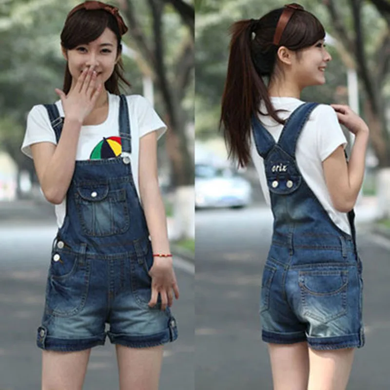 Free Shipping 2021 New Denim Jeans Suspenders Shorts Bib Pants Female Loose Plus Size XS-5XL Jumpsuit And Rompers Women Shorts