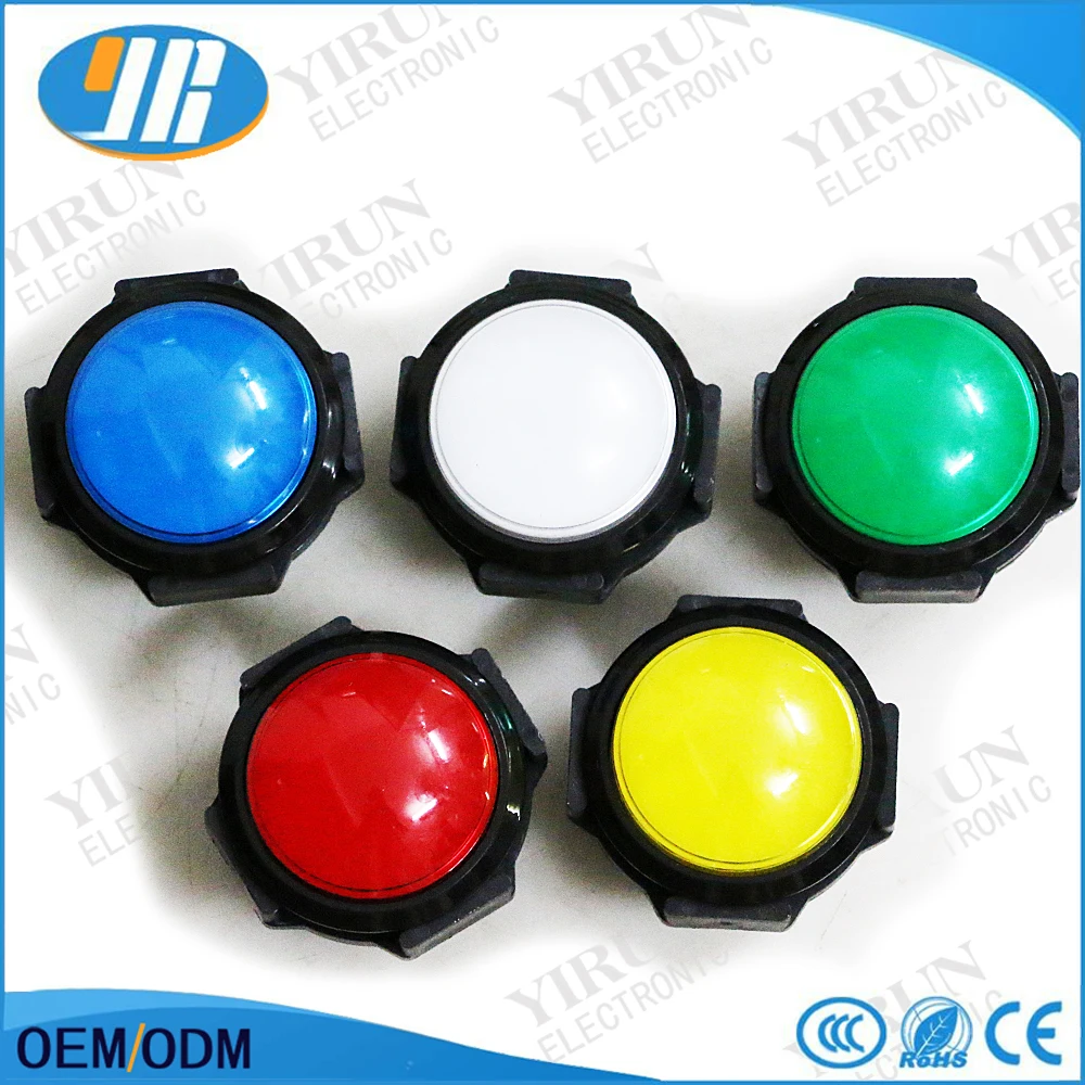 1 шт. 60 мм большой круглый выпуклой поверхностью кнопка аркада 12V светодиодный