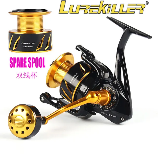 New Arrival Japan Made Lurekiller Saltist CW3000/CW4000/CW5000 Metal Spinning Reel With Spare Metal Spools 10BB 15kgs drag 1