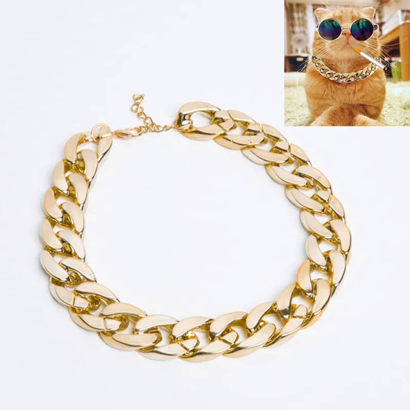 Модные аксессуары для кошек Золотое пластиковое ожерелье регулируемый