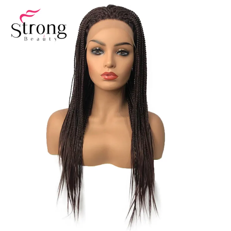StrongBeauty Плетеный парик фронта шнурка длинные каштановые Искусственные парики