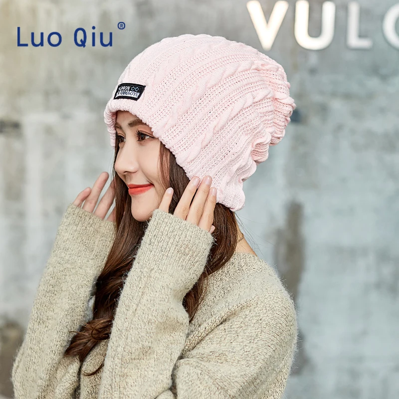 Модная новинка 2019 зимняя теплая женская шапка шапки вязаная Повседневная