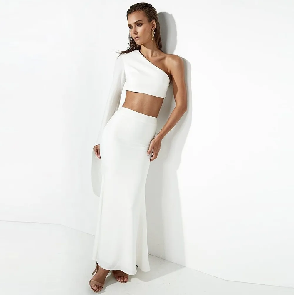 Женское платье на одно плечо Сексуальная Блузка с разрезом облегающие вечерние