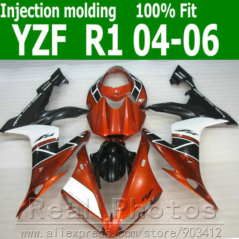 Бесплатная доставка комплект обтекателей для YAMAHA литьё под давлением YZFR1 2004-2006