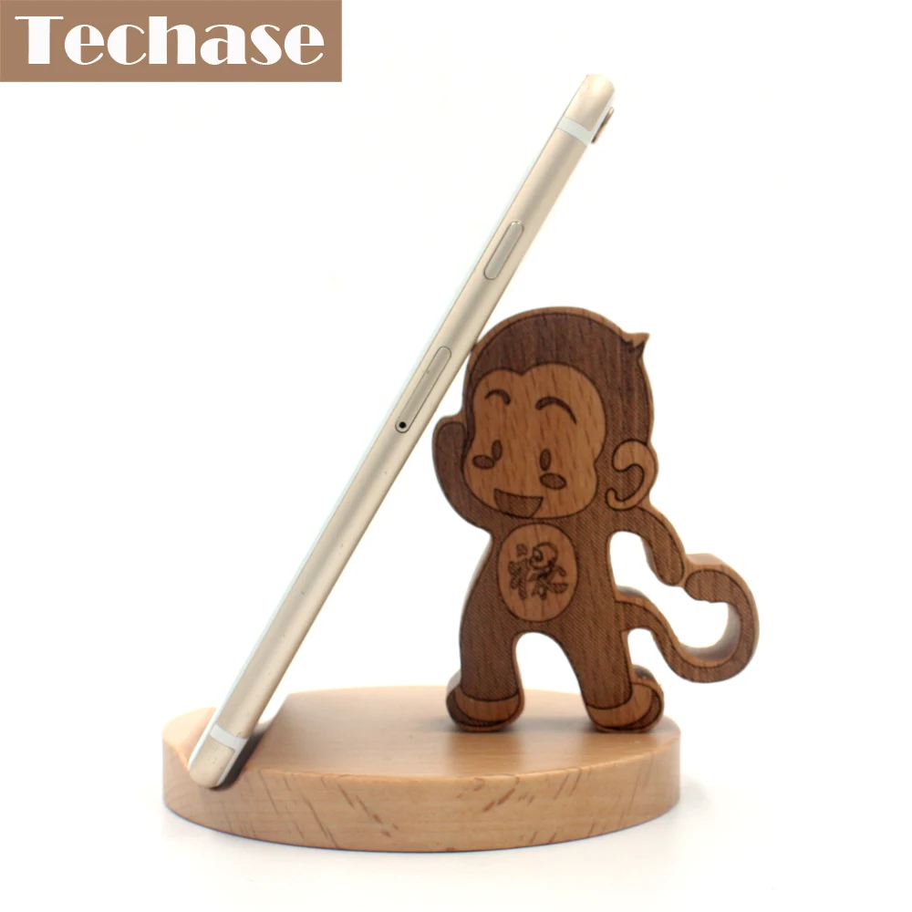 Techase деревянные аксессуары для телефона дизайн обезьяны держатель твердый