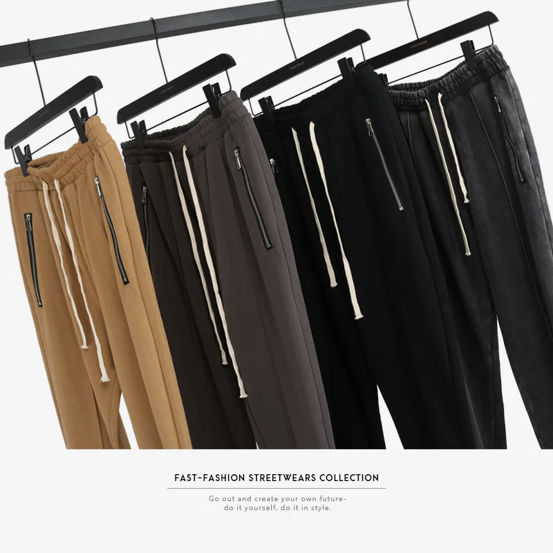 Мужские тренировочные брюки на молнии с карманами уличная одежда в стиле хип-хоп