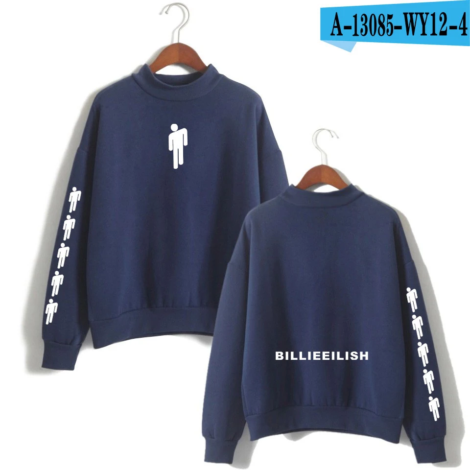 Billieeilish Billie eilish, Женская водолазка, толстовки, свитшоты, Kpop, повседневная верхняя одежда, хип-хоп, Bangtan, уличная одежда для мальчиков - Цвет: navy