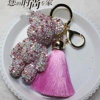 luxury cute bling full rhinestones gloomy bear keychain car key chain ring pendant for bag charm hotsale gifts