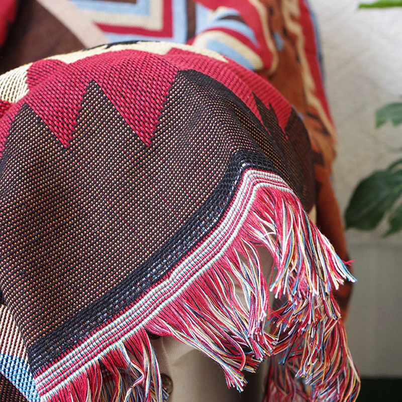 Геометрическое покрывало в индийском стиле декоративное для дивана винтажное