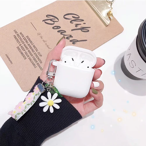 A Роскошный милый корейский чехол с цветочным декором для Apple Airpods, чехол с орнаментом, аксессуары, Bluetooth наушники, силиконовый чехол, брелок - Цвет: A