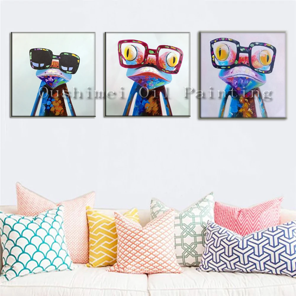 

Handmade Oil Painting Abstract Animals On Wall Picture For Room Decor Modern Funny King Frog NO Frame Big Size Paintings Art