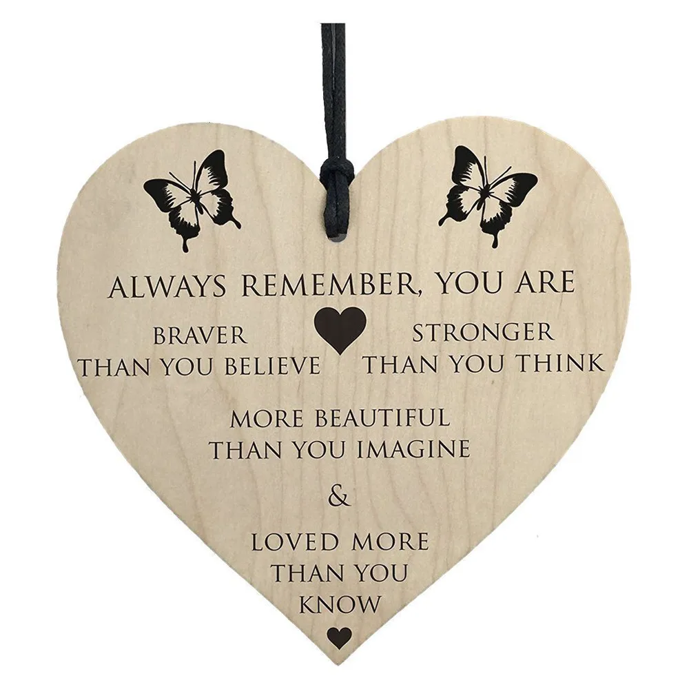

Hot Saleyou Are Braver Stronger Smarter & Beautiful Wooden Hanging Heart Friends Support Free Shipping