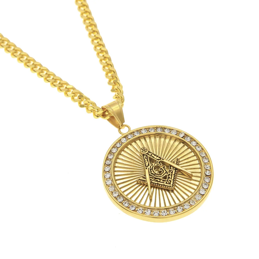 Для мужчин цвета: золотистый Серебристый Нержавеющая сталь круглый кулон с