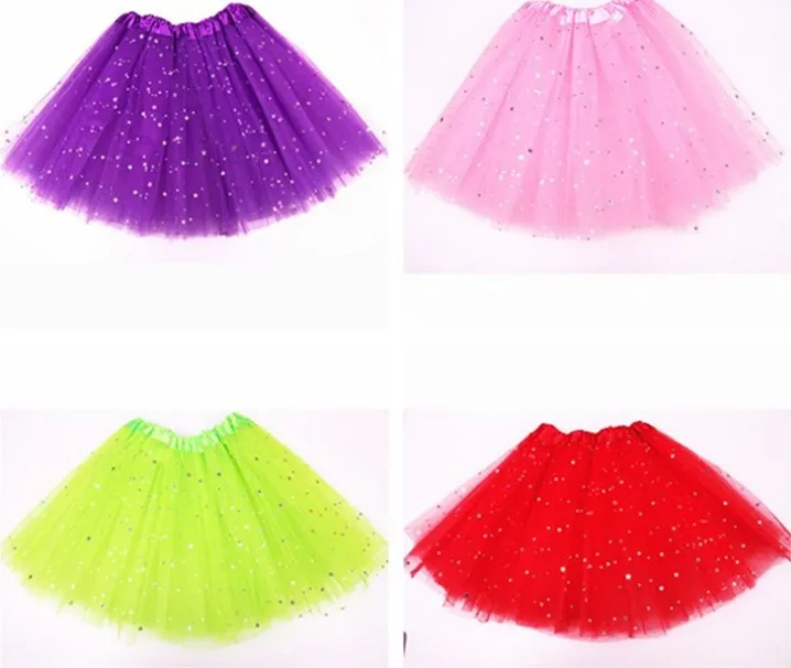 Модная блестящая танцевальная юбка пачка со звездами для маленьких девочек