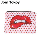 Косметичка Jom Tokoy женская с 3D принтом, Несессер для косметики с красными губами, Несессер для туалетных принадлежностей