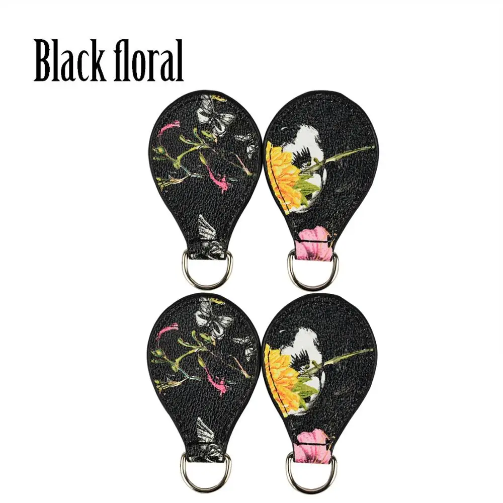 black floral Красочные 2 пары 4 шт ПУ капля конец для Obag капель ручка ремешок капля крепления для O сумка падения Obasket женская сумка - Цвет: black floral