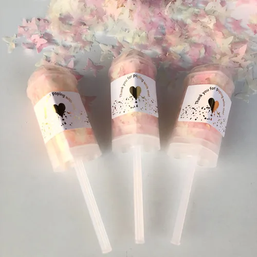 With normal stickers 10 Push Pop биоразлагаемые конфетти с бабочками розового цвета и цвета слоновой кости для свадебных торжеств, украшения для детской вечеринки на день рождения - Цвет: With normal stickers