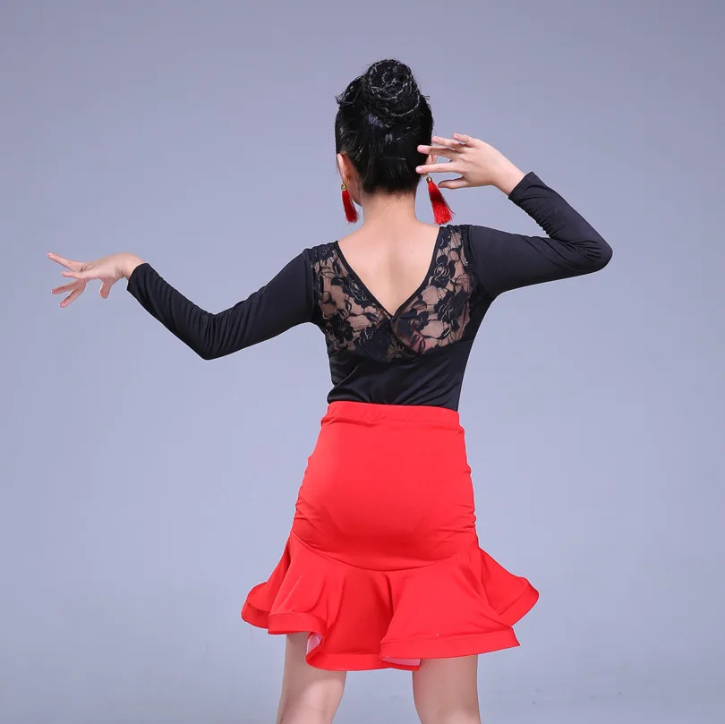 Girls short Sleeves Standard Latin Dance Dress Children Ballroom lace skirt Dresses Kids Salsa Rumba Cha Samba Tango | Тематическая