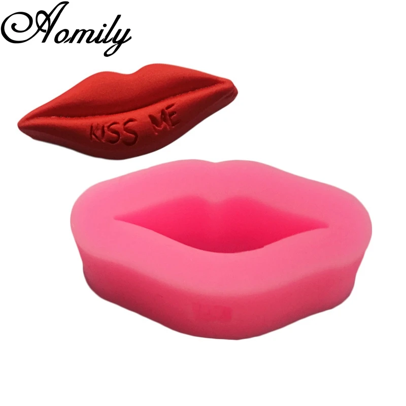Aomily 3D Kiss Lips Fondant Silicone Mold DIY Candle Sugar Craft Tool Chocolate Cake Mould Kitchen Baking Decorating Tools